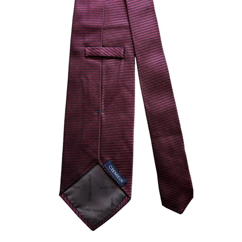 Daniel Cremieux Sevenfold 100% Silk Red Blue Tie Made in Italy